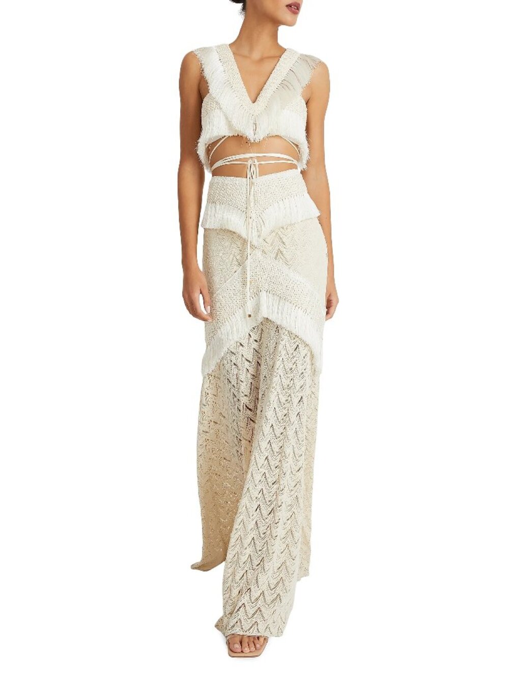PatBO Samba Crochet Fringe Maxi Skirt